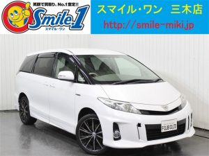 中古車　エスティマ　ハイブリッド　７人乗り　片側パワースライドドア